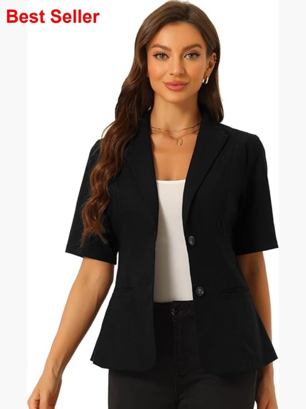Short Sleeve Linen Cotton Blazer for Business Casual Outfits
